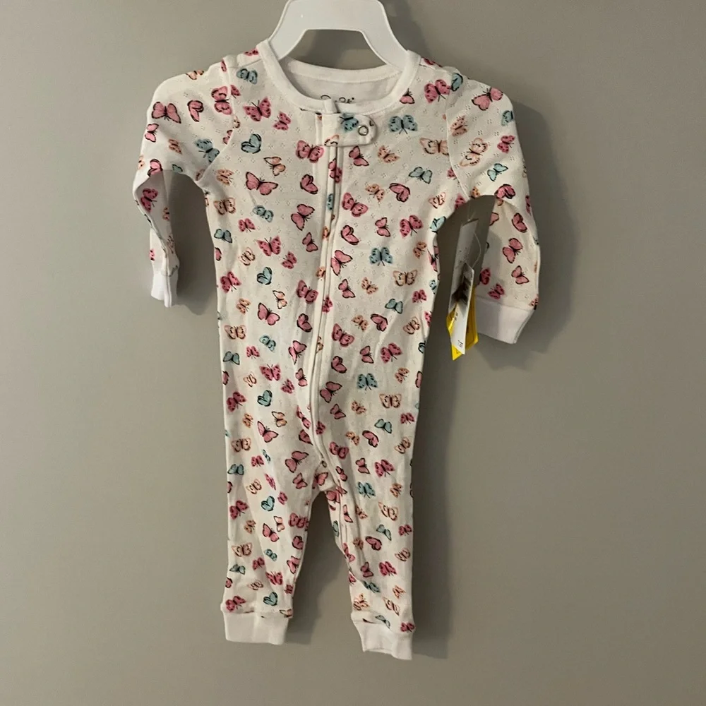 Butterfly baby zipper pajamas